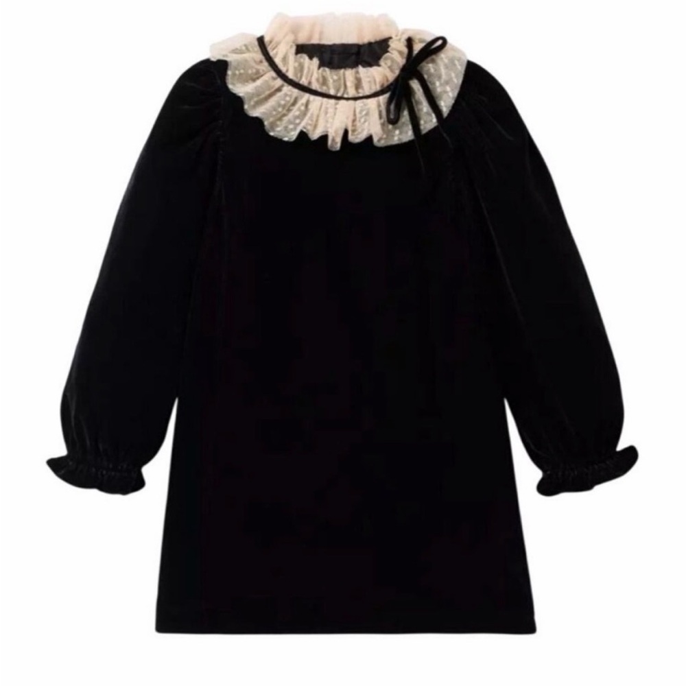 Janie and Jack Black Dress with Cream Lace Detail